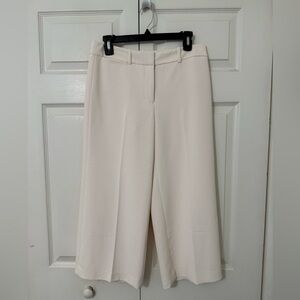 White House Black Market Cream Wide Leg Cropped Pants